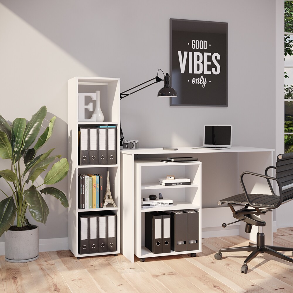 Vicco Raumteiler Würfelregal Standregal Ludus Weiß Faltbox Wohnzimmer Regal 36x145 cm modern Ablage 4 Fächer Dekoregal Ordnerregal Aufbewahrung