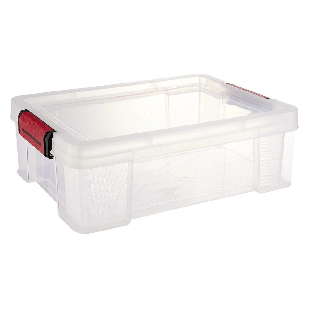 Boîte de rangement transparent avec fermeture à clips 9L