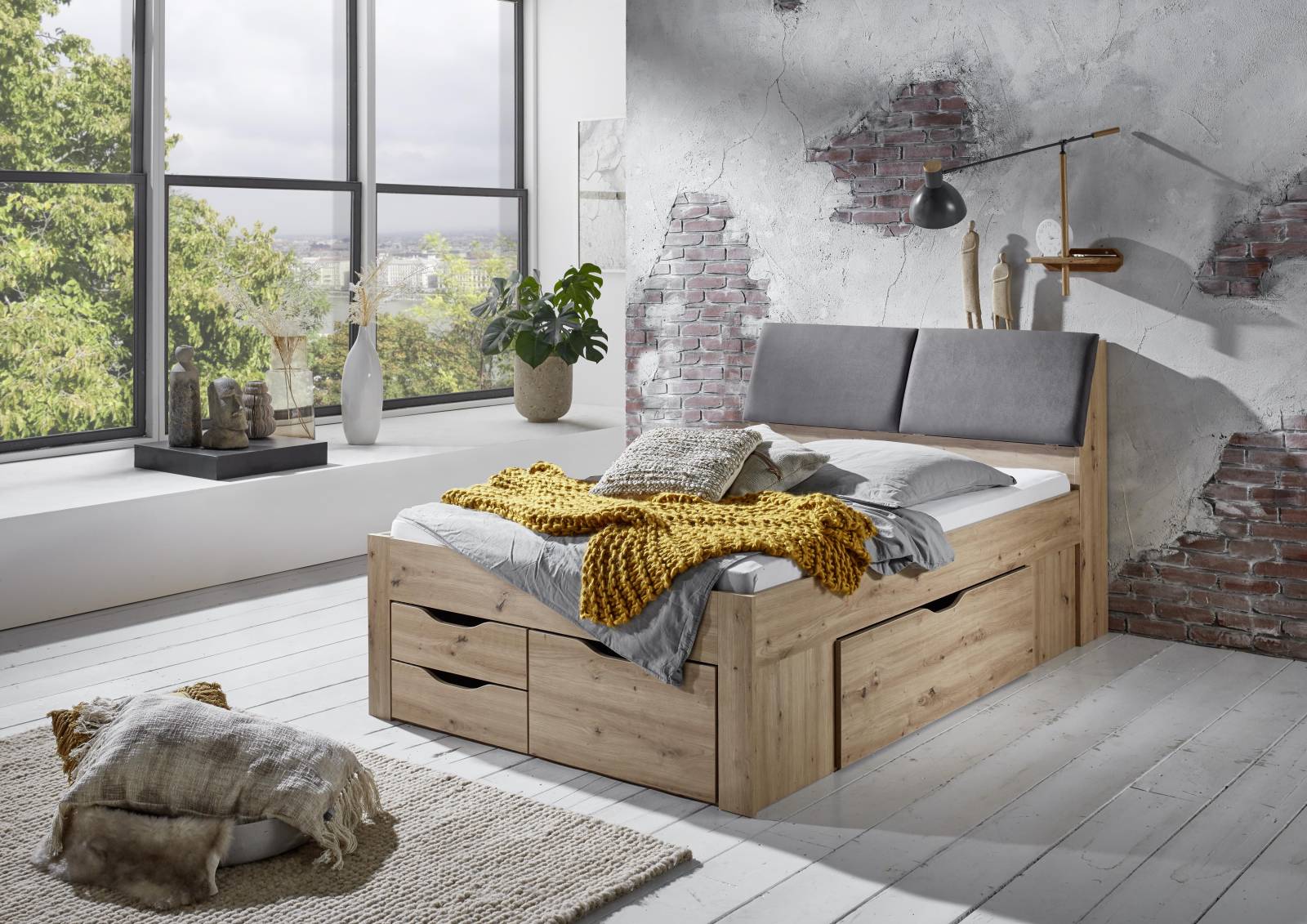 Funktionsbett MADISWIL - Artisan Eiche - 140x200 cm