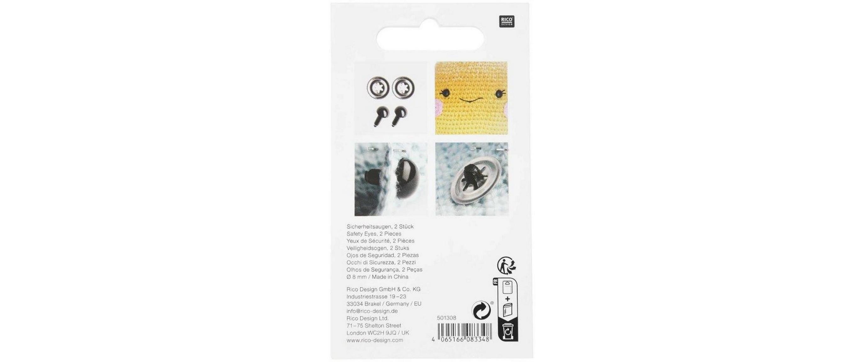 Sicherheitsaugen 8 mm 2 StückFür selbstgemachte Kuscheltiere, besonders niedlich und sicher