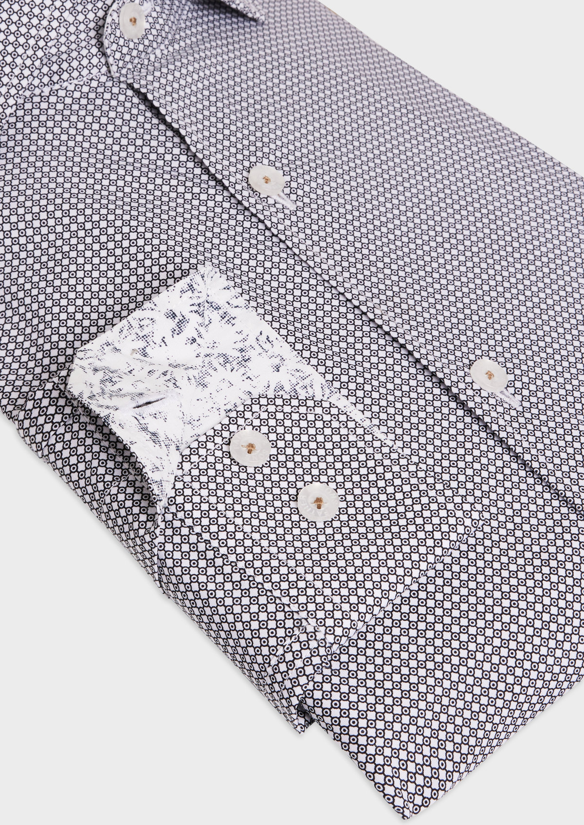 Chemise sport Slim en popeline de coton blanc à motif fantaisie noir