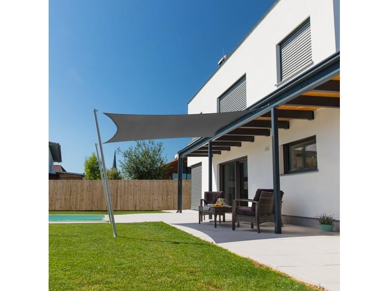 Windhager Sonnensegel Cannes, 300 cm, Eckig, Anthrazit Schattentuch für Terrasse oder Balkon