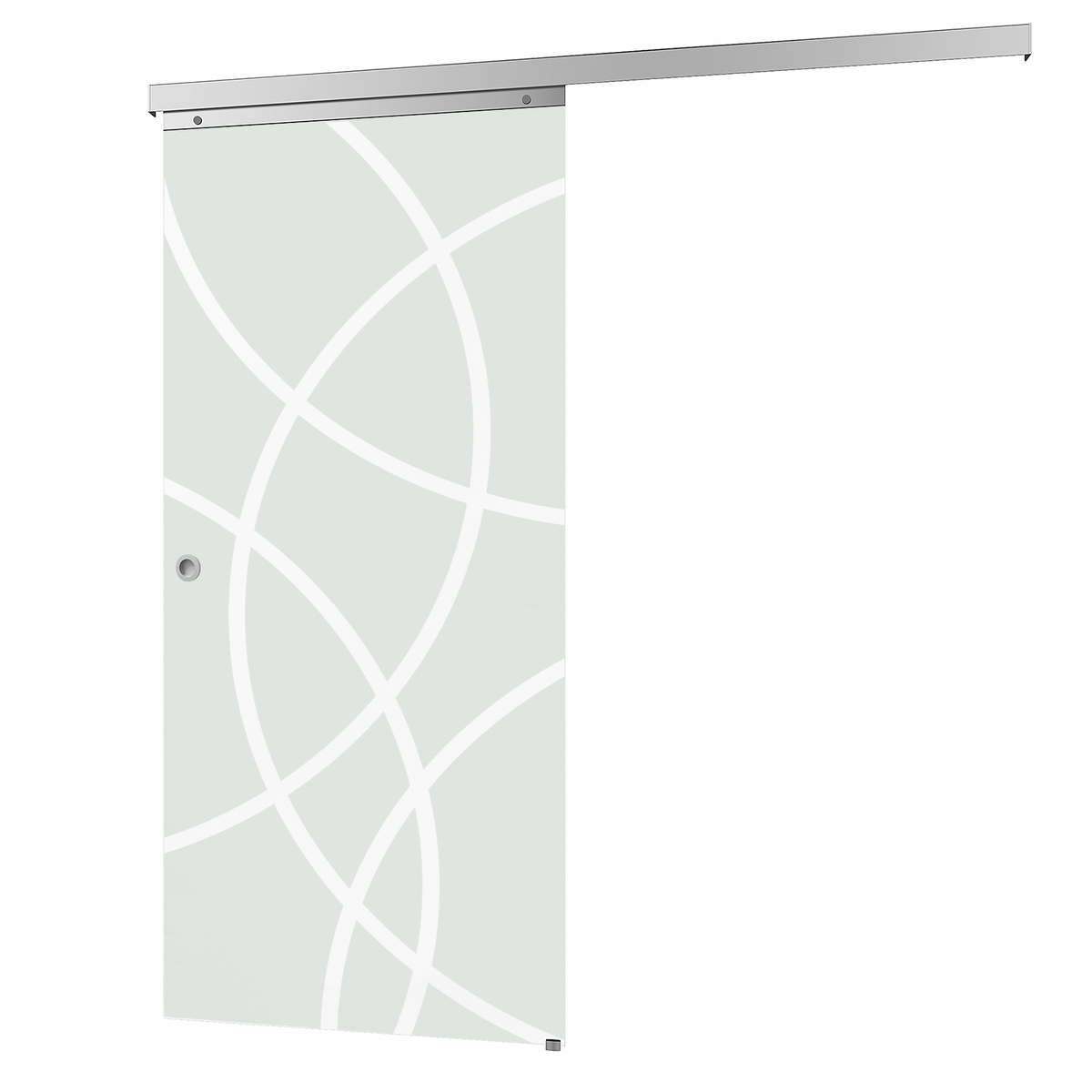 Schuifdeur Glazen Cirkels 1025 x 2200 Binnendeur Glazen Schuifdeur Schuifdeursysteem - Verzonken Handgreep