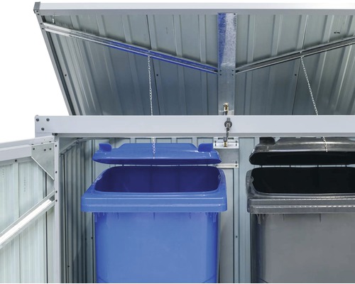 WESTMANN 2-baks afvalcontainer inclusief gasveren, 158 x 101 x 134 cm, antraciet