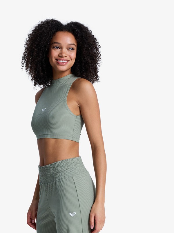 Rise & Vibe Débardeur de sport court Vert Femme