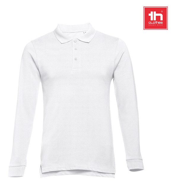 TH Clothes 30140 - Polo en coton à manches longues pour hommes