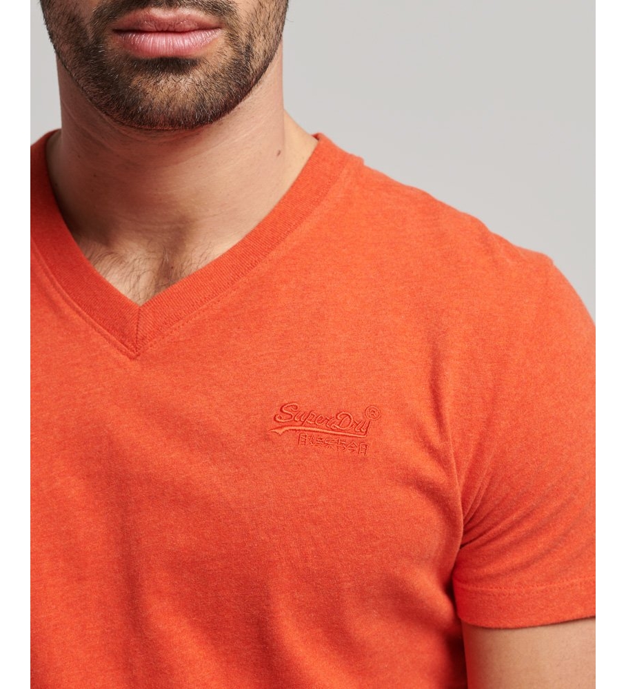 Camiseta Superdry Essential de algodão orgânico com decote em V - Laranja