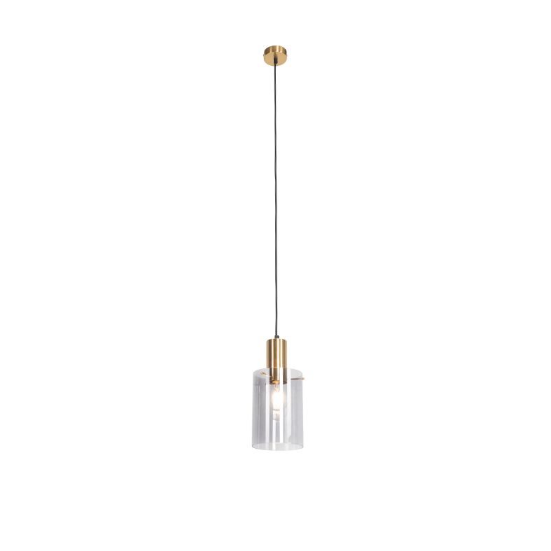 Vintage hanglamp messing met smoke glas - Vidra