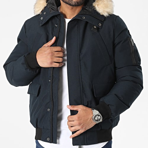Parka Capuche Fourrure Keyburn Bleu Marine