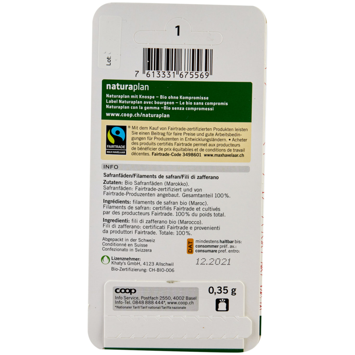 Naturaplan Bio Fairtrade Safranfäden