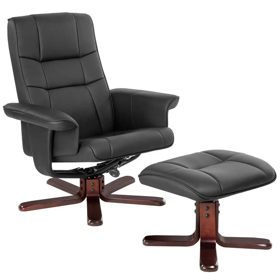 tectake TV-fauteuil met krukje model I, Zwart/bruin
