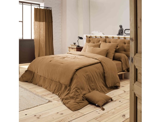 TERRE DE NUIT - Housse de couette double gaze de coton marron 200x200 cm