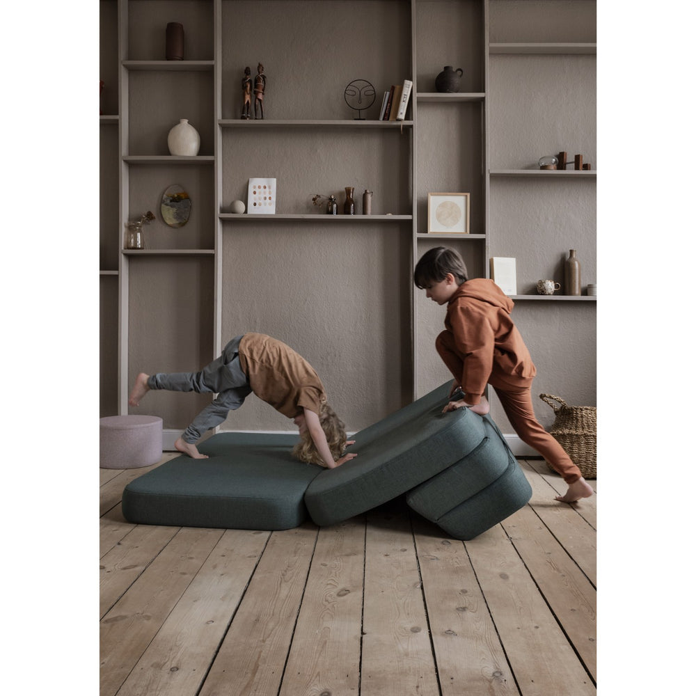 Køb by KlipKlap 3 Fold Sofa Deep Green With Light Green KK XL Soft 140 Cm