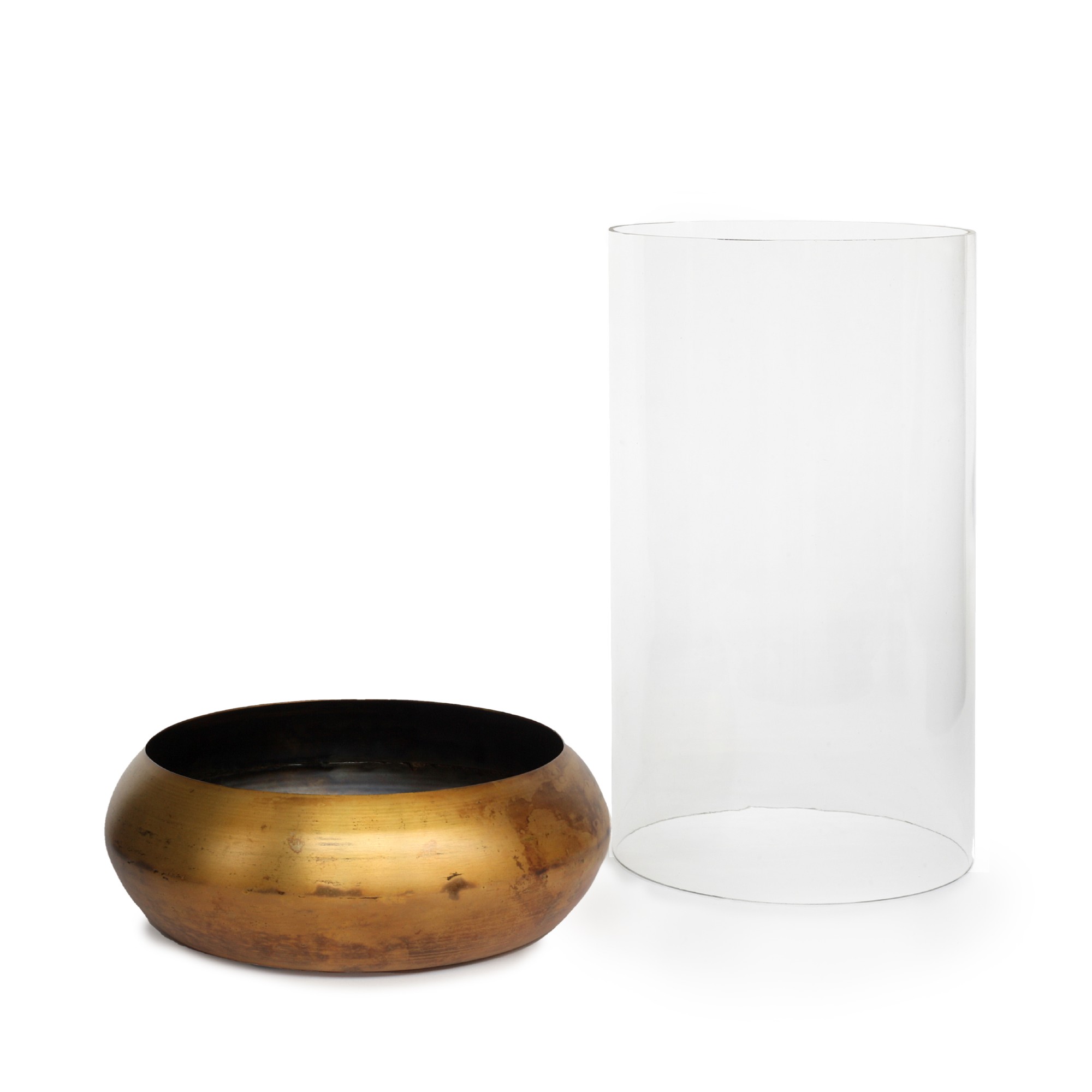 Windlicht 'Polui' L, gold, H 26 cm, Ø 19 cm von fischer's lagerhaus