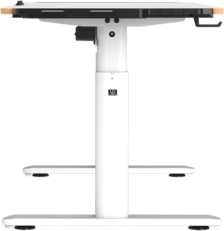 ULTRADESK - Pulsar Kinderschreibtisch Höhenverstellbar - Höhenverstellbarer Schreibtisch - 136x60x55-81cm - Computertisch für 2 Monitore - für Kinderzimmer, Jugendzimmer - Weiß, mit LED