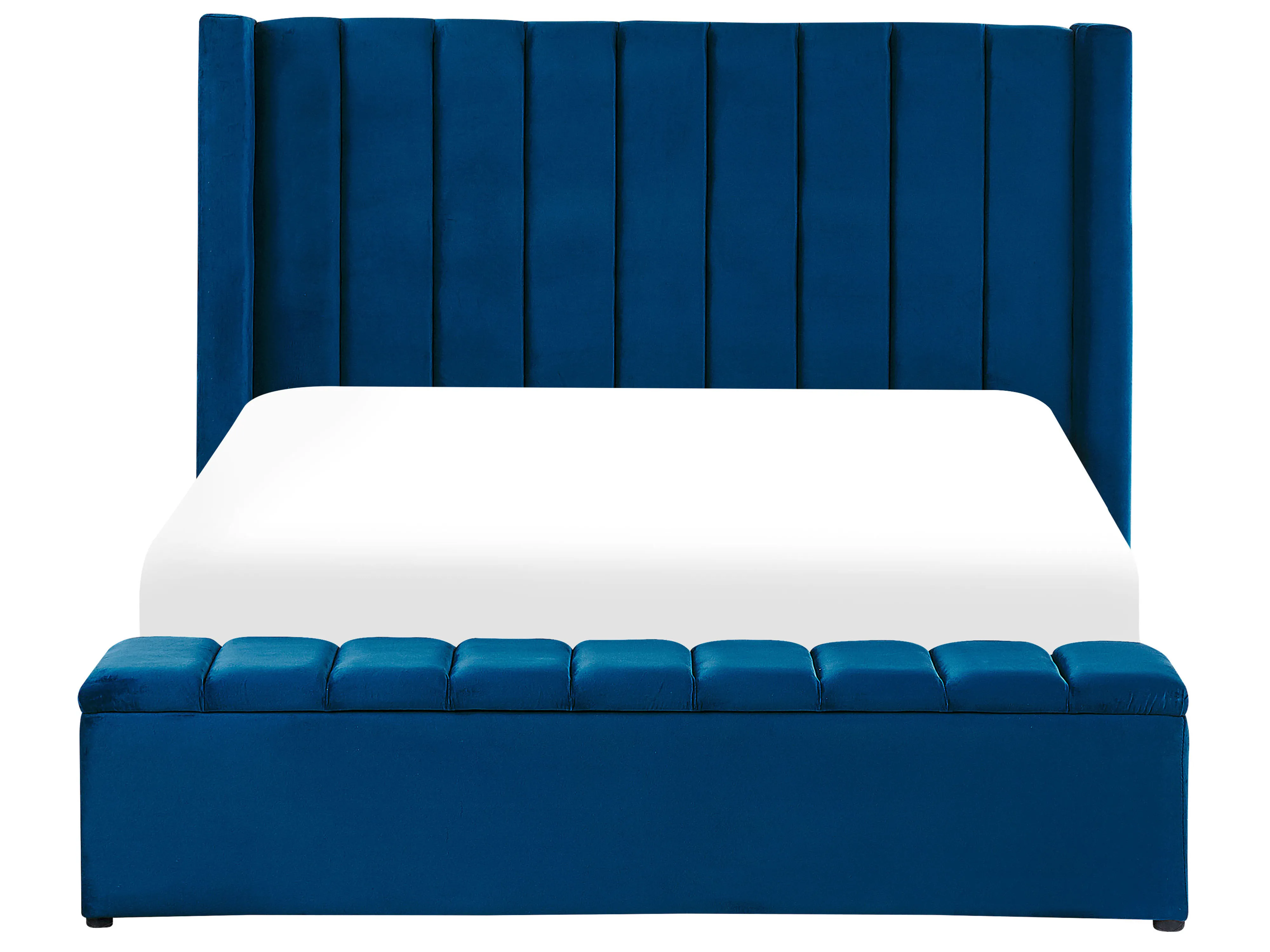Bed met opbergbankje Fluweel NOYERS 160 x 200 cm Marineblauw