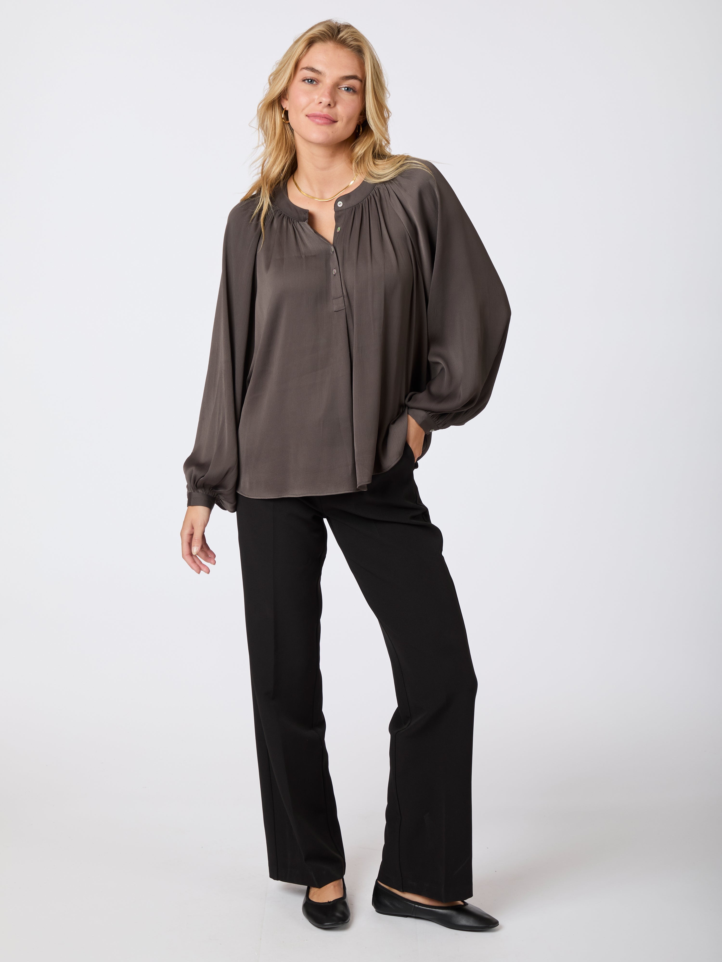 Neo Noir  Kirsty Structure bluse - brun