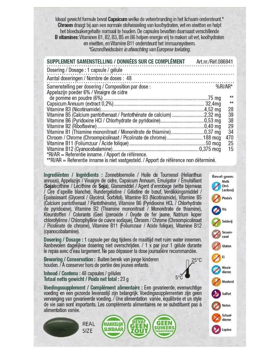 Ideaal Gewicht Appelazijn 48 capsules