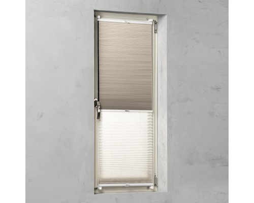 Soluna dubbel plisségordijn met zijspanning, linnen/beige, 45x130 cm