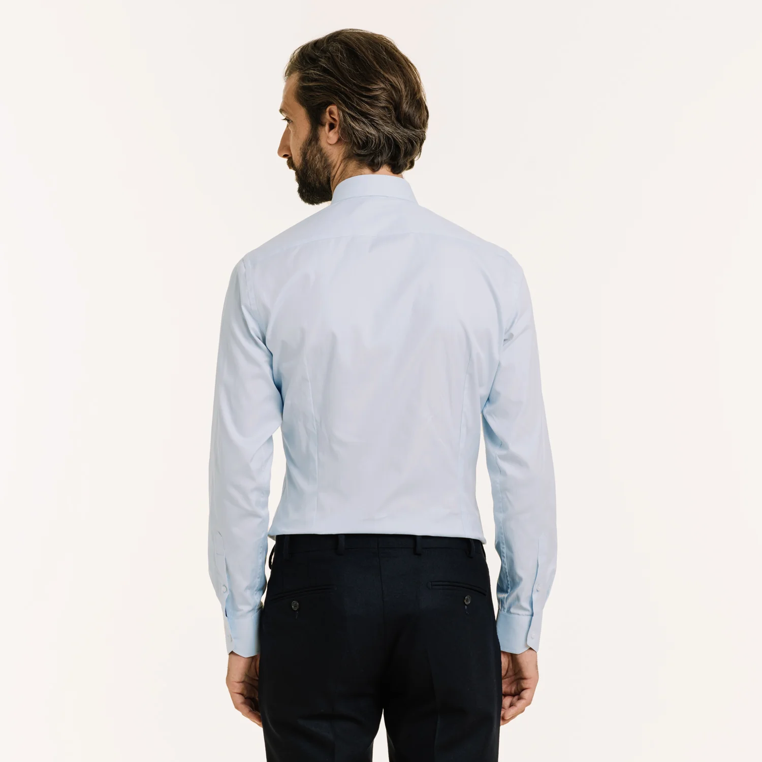 Fitted shirt in sky blue double-twisted Oxford