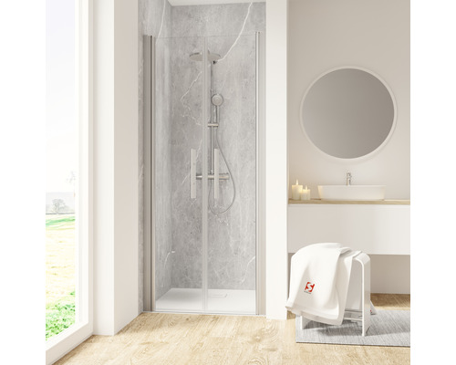 Douchedeur voor nis, SCHULTE Garant 2.0, 90 x 90 cm, profielkleur: aluminium, helder glas