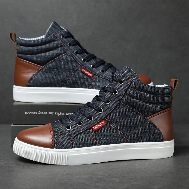 Tanzanite - Hoge sneakers met denim paneel