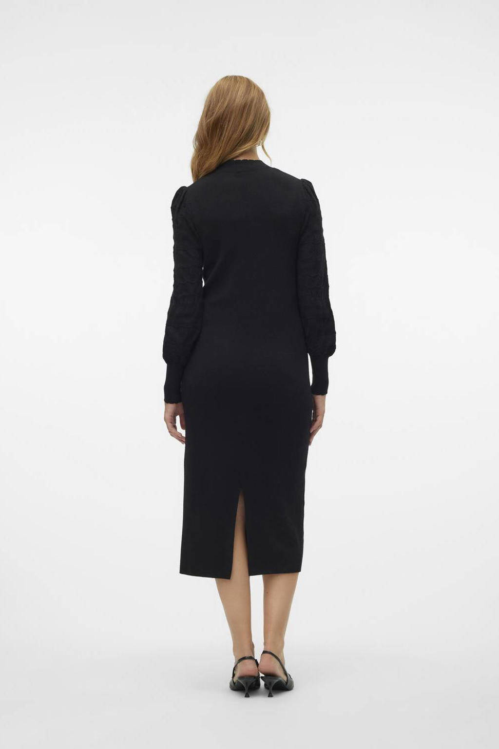 VERO MODA MATERNITY fijn gebreide zwangerschapsjurk VMMLIMONE zwart