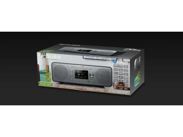 Muse M-885 DBT, DAB, FM, 87,5 - 108 MHz, CD, CD-R, CD-RW, 80 W, LCD, Sort