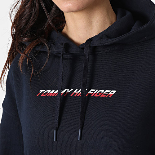 Sweat Capuche Femme Crop Graphic 1264 Bleu Marine