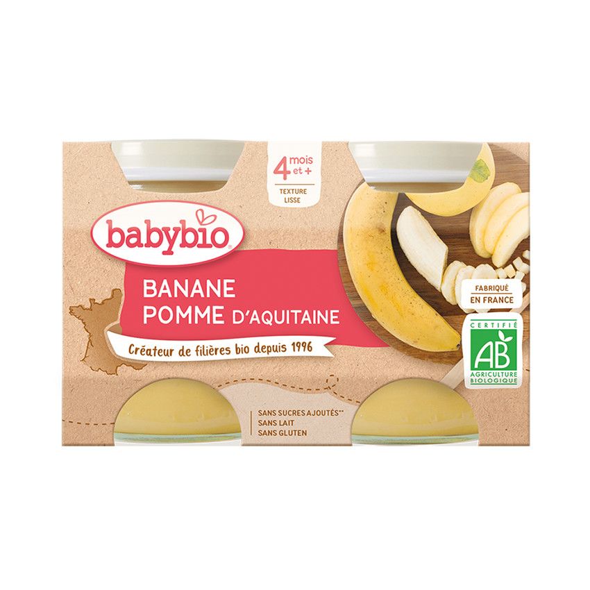 Petit pot pomme banane bio - 2x130g - Doré