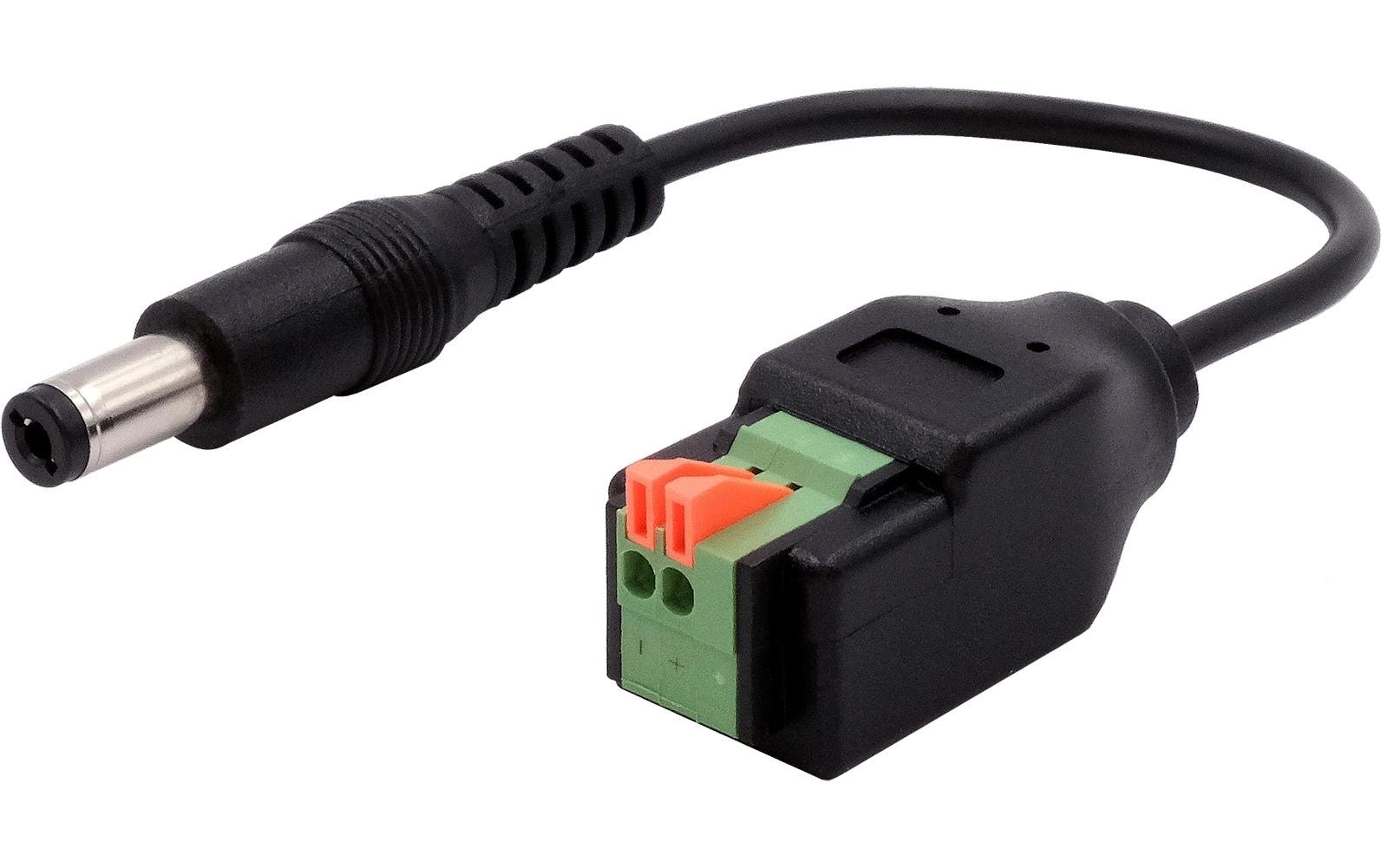 Hohlstecker Adapter DC-Stecker zu Terminal BlockKabel-Adapter 5.5 x 2.1 mm zu 2-pin Terminal Block mit Drucktaster