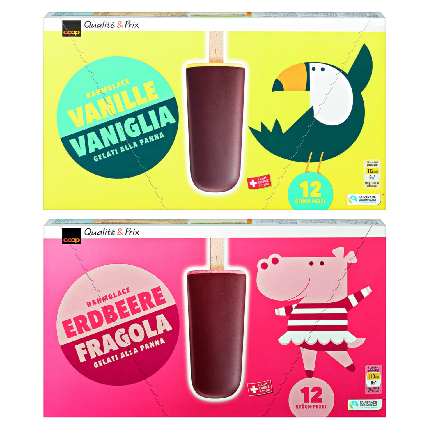 Stielglace Vanille & Erdbeer 2x684ml