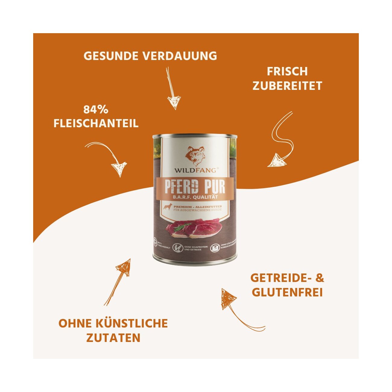 Wildfang Nassfutter Pferd pur - BARF Qualität