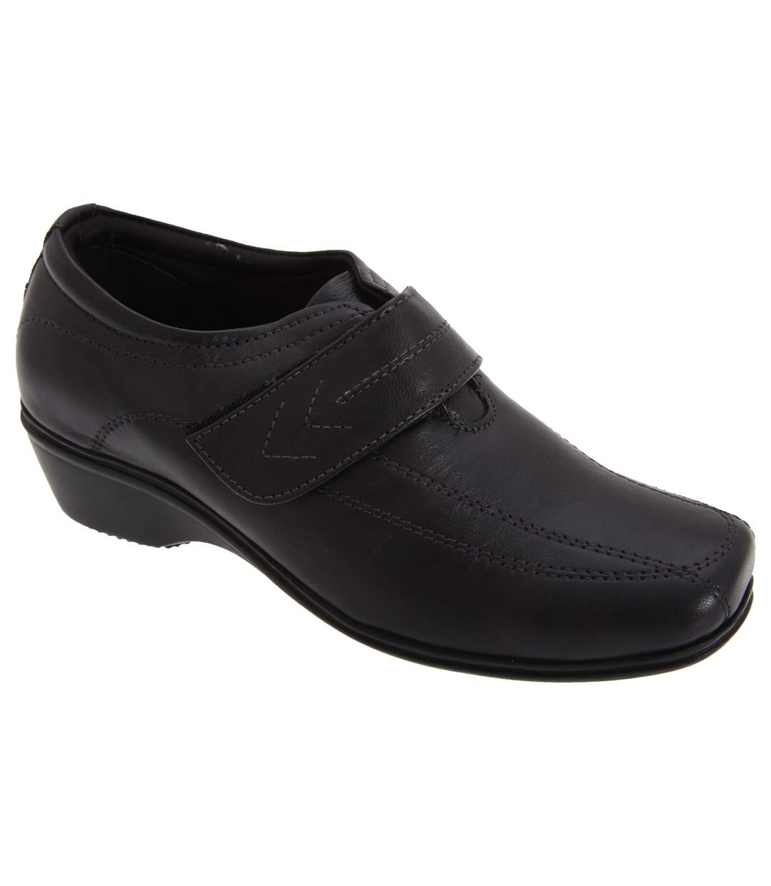 Mod Comfys - Chaussures en cuir à sangle à scratch - Femme (Noir) - UTDF160
