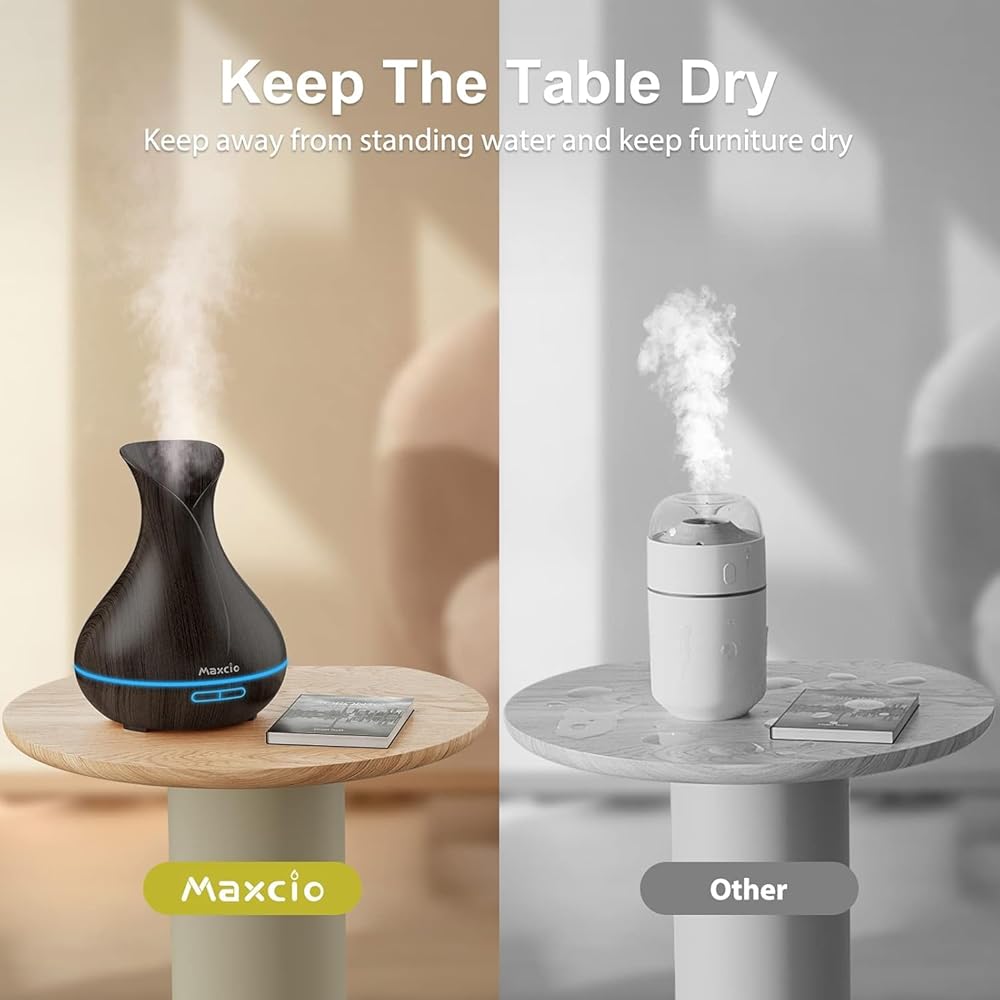 Maxcio Diffuseur d'Huiles Essentielles WiFi, Humidificateur d'Air Compatible avec Alexa et Google Home, Diffuseur électrique Connecté avec Lumières Colorées, Minuterie et Contr?le à Distance sur l’APP : Hygiène et Santé
