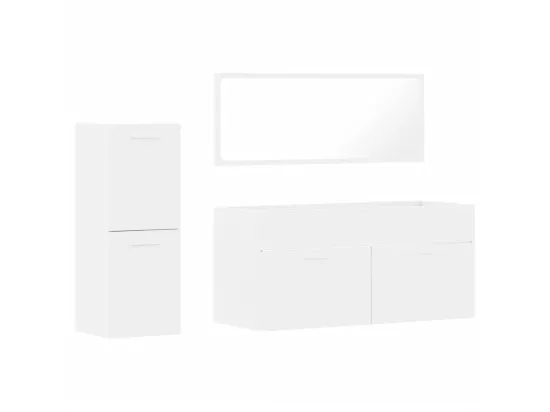 Ensemble de meubles salle de bain 3 pcs blanc bois d'ingénierie