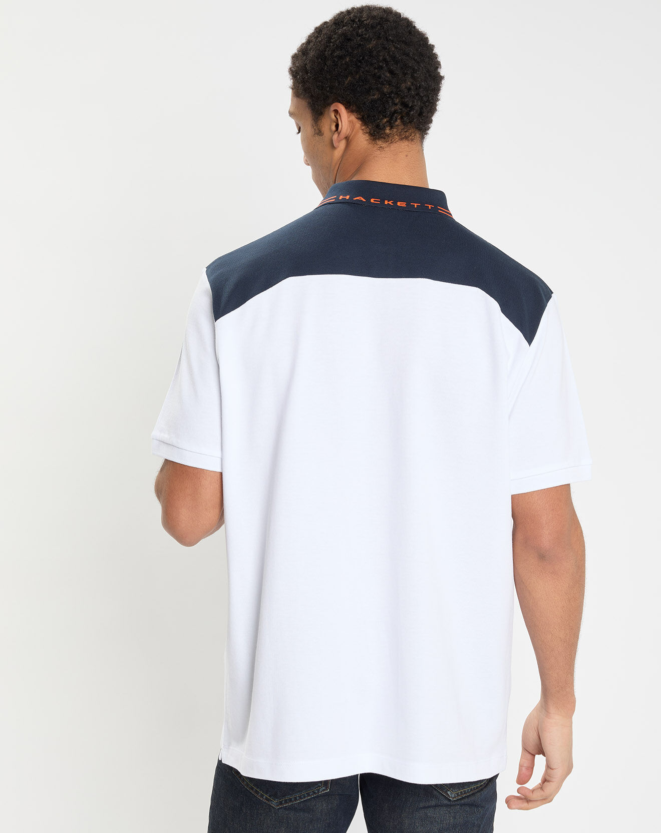 Hackett London Polo Regular Fit Aston Martin Racing Rib blanc