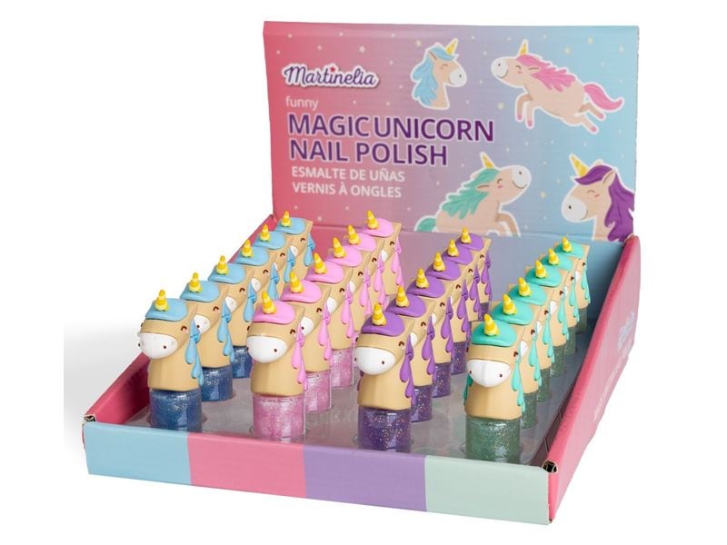 Martinelia Beauty Little Unicorn Nail Polish assortiert Glitzernagellack mit Einhorn-Gesichtskappe