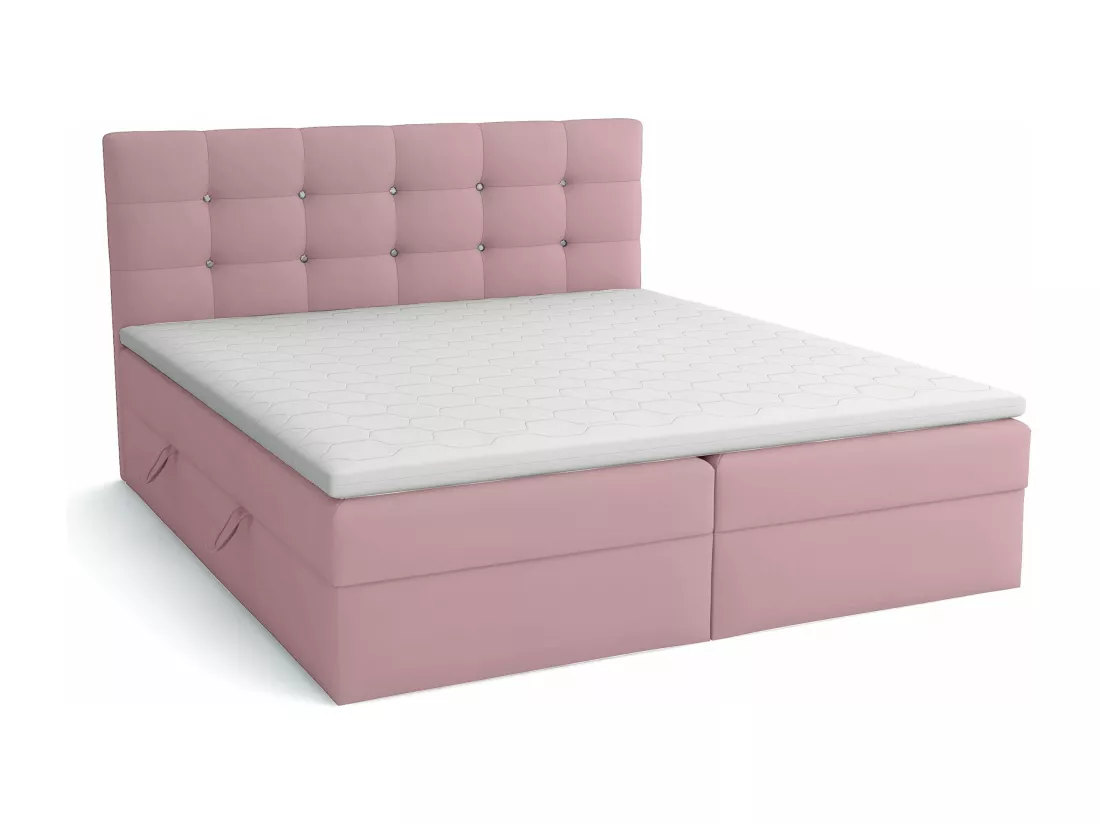 LIT BOXSPRING avec surmatelas Elegante 200x200 cm, rose