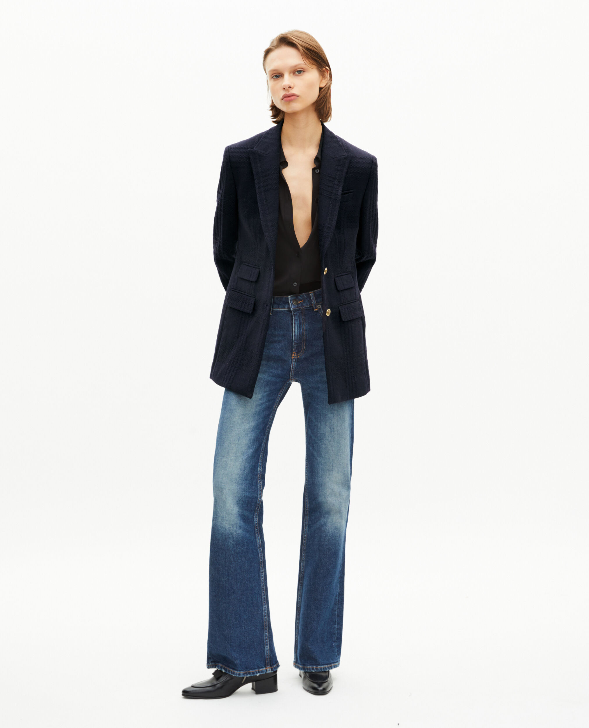 Veste en tweed en laine marine