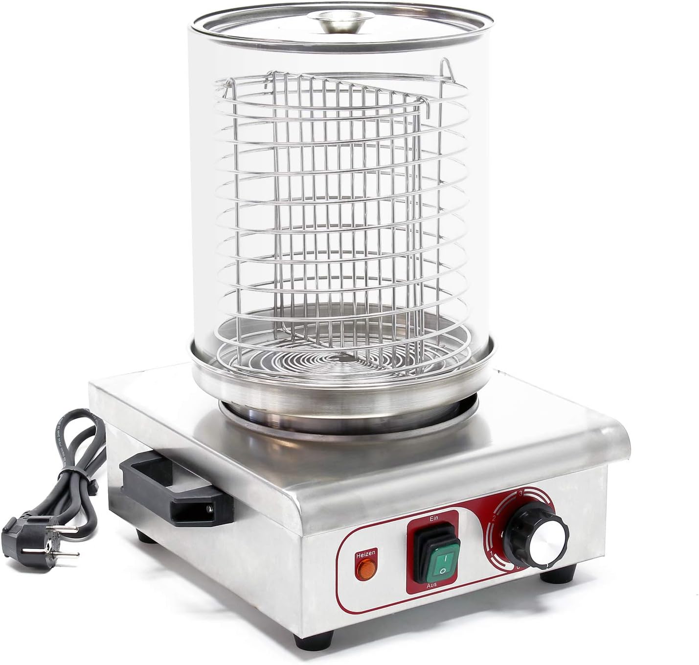 Wiltec Hot Dog Gerät 450 W aus Edelstahl, 260 x 290 x 380 mm, Wurstkocher Würstchenwärmer Hot Dog Maker Eierkocher Dämpfer