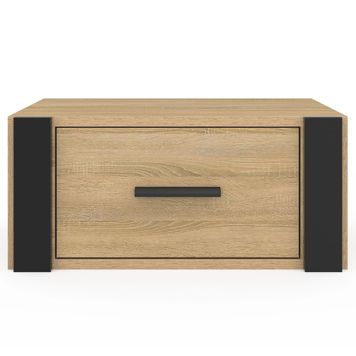 Lot de 2 tables de chevet murales ONYX 1 tiroir étagère suspendue bois et noir