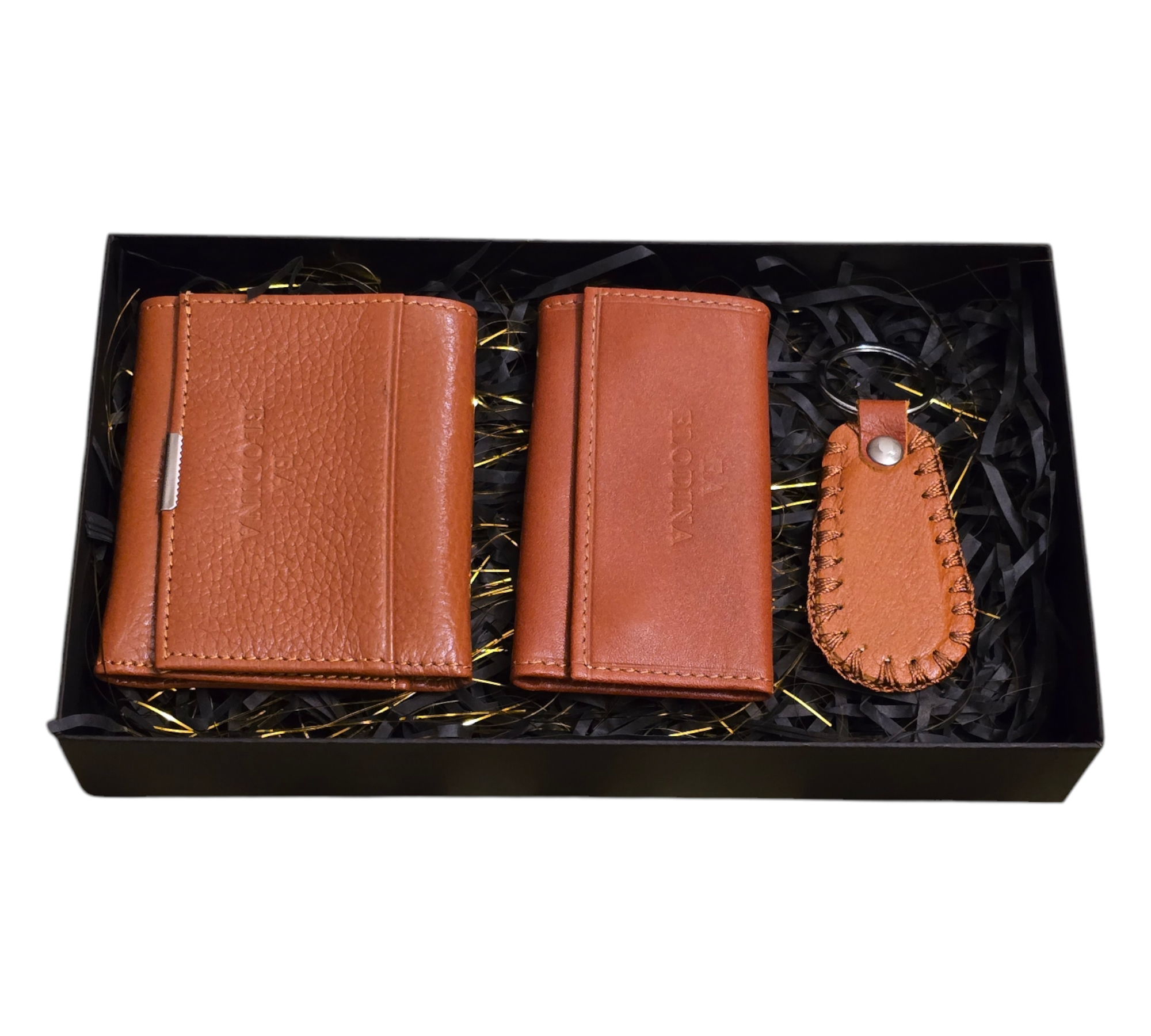 Leren cadeauset 3 delig