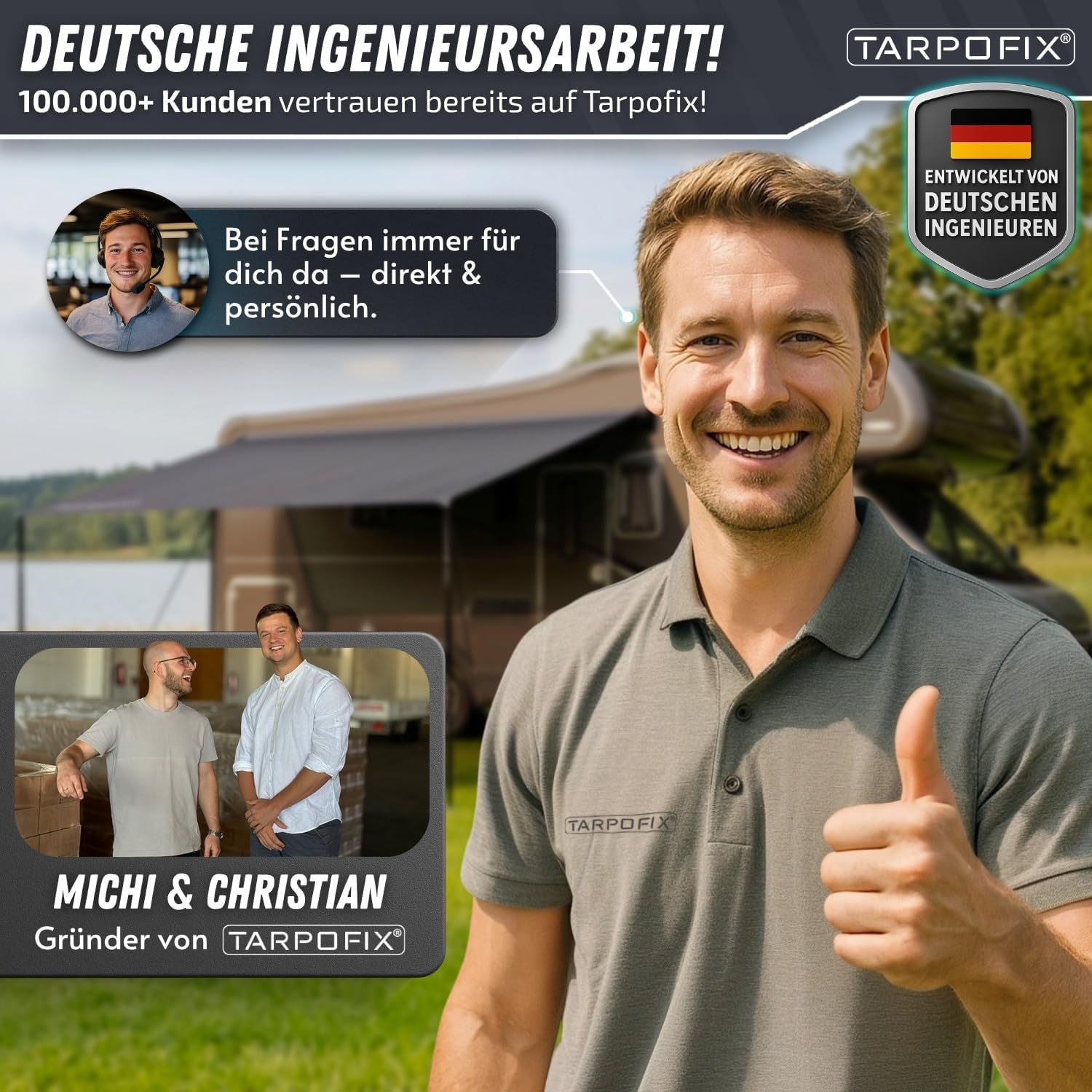 Tarpofix® Sonnensegel Wohnwagen 3 x 2,4 m | 100% Wasserabweisendes Sonnendach für Kederleiste | Sonnenschutz & UV Schutz für Camping mit Multi Keder | Vorzelt Plane für Camper & Wohnmobil Caravan Tarp
