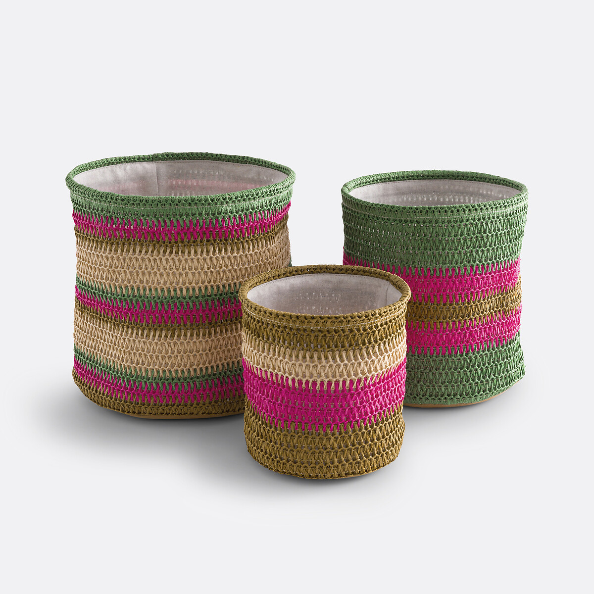 LA REDOUTE INTERIEURS<br>Conjunto de 3 cestos de papel de crochê, Kablys