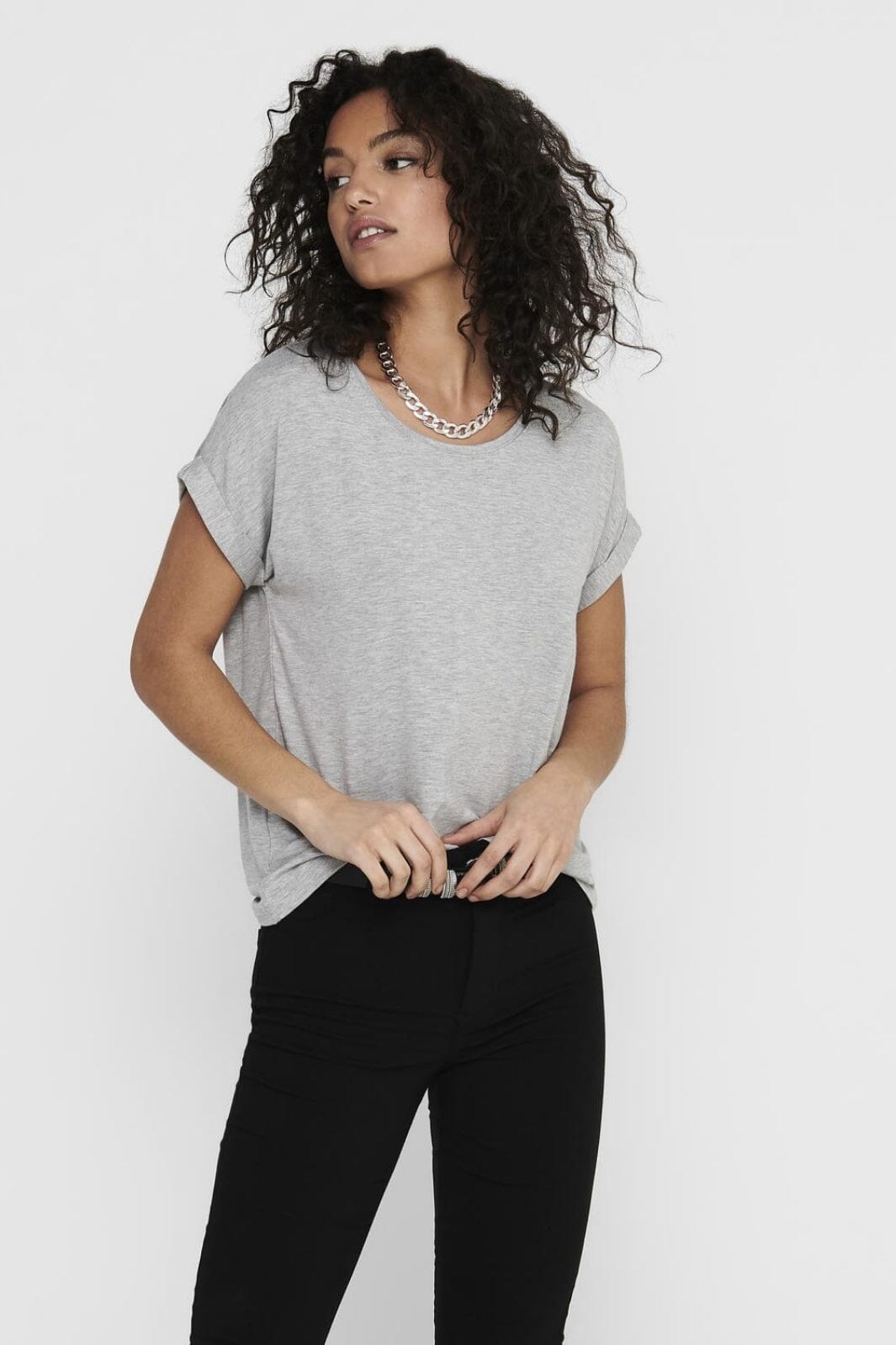 Only Onlmoster S/S O-Neck Top 2079283 light grey melange