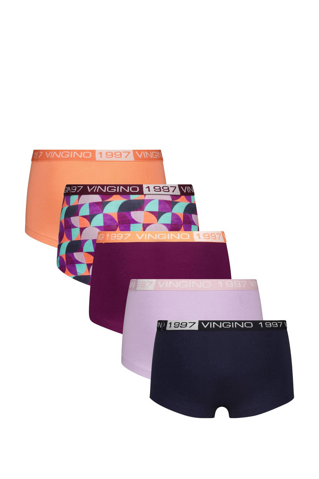 short Graphic - set van 5 paars/multicolor