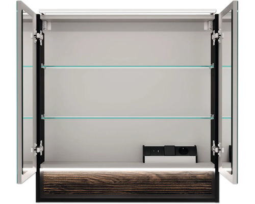 FACKELMANN B.Paris spiegelkast, 70 x 15,6 x 71,8 cm, matzwart, 2-deurs, LED, IP20
