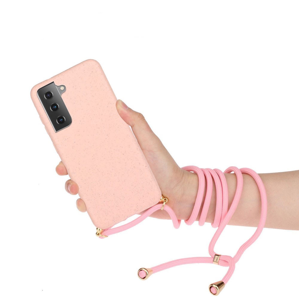 Samsung Galaxy S21  Plus 5G Necklace Bio Gummi Case Hülle Eco Friendly Nachhaltig Kompostierbar   Handykette (150cm) - Rosa