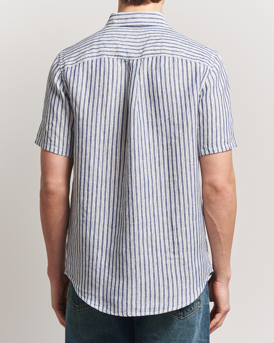 Les Deux Kris Linen Short Sleeve Shirt Ivory/Blueprint